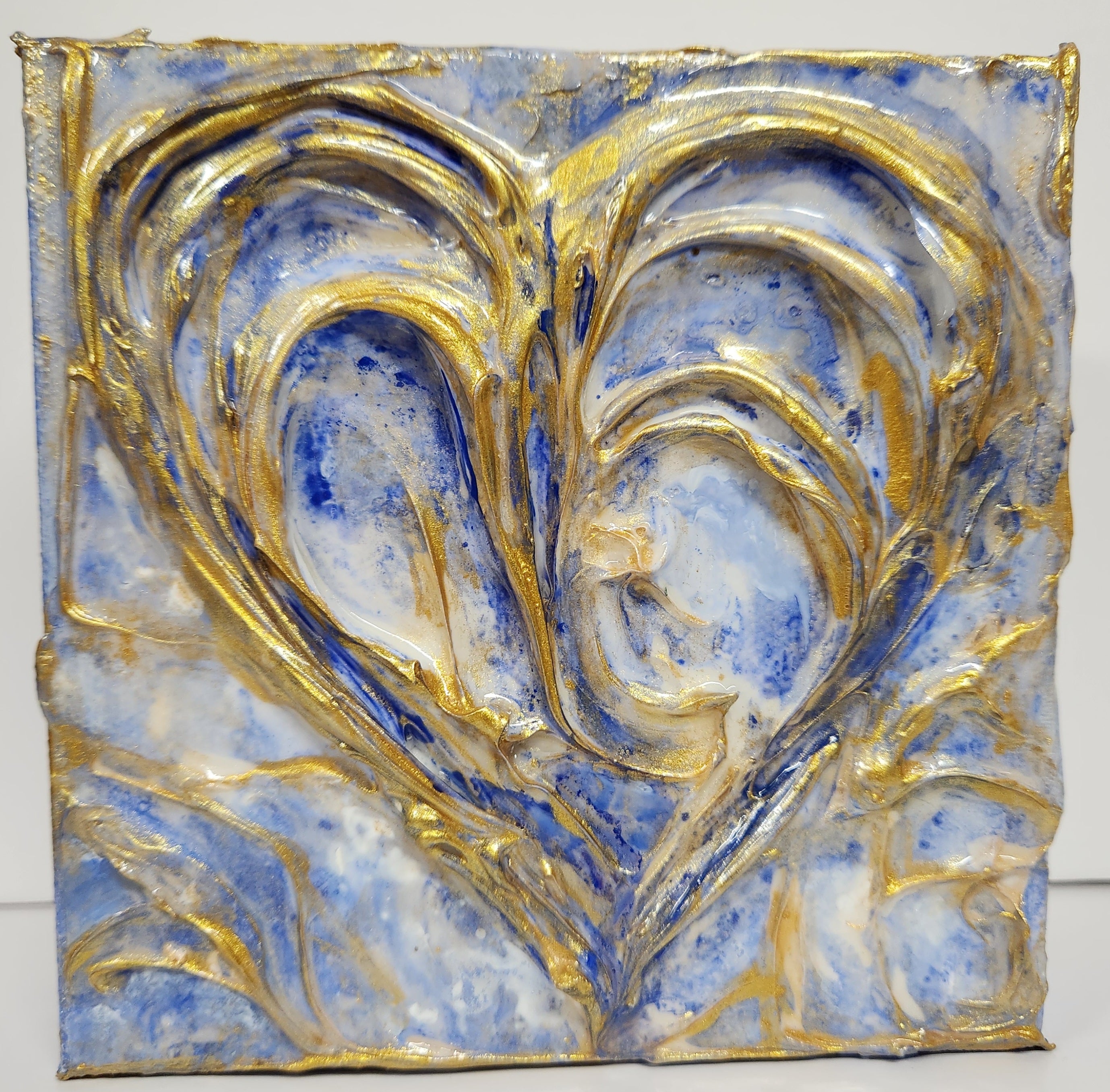 LOVE 5 x 5 original mixed media painting by Mary Louise Nechtman