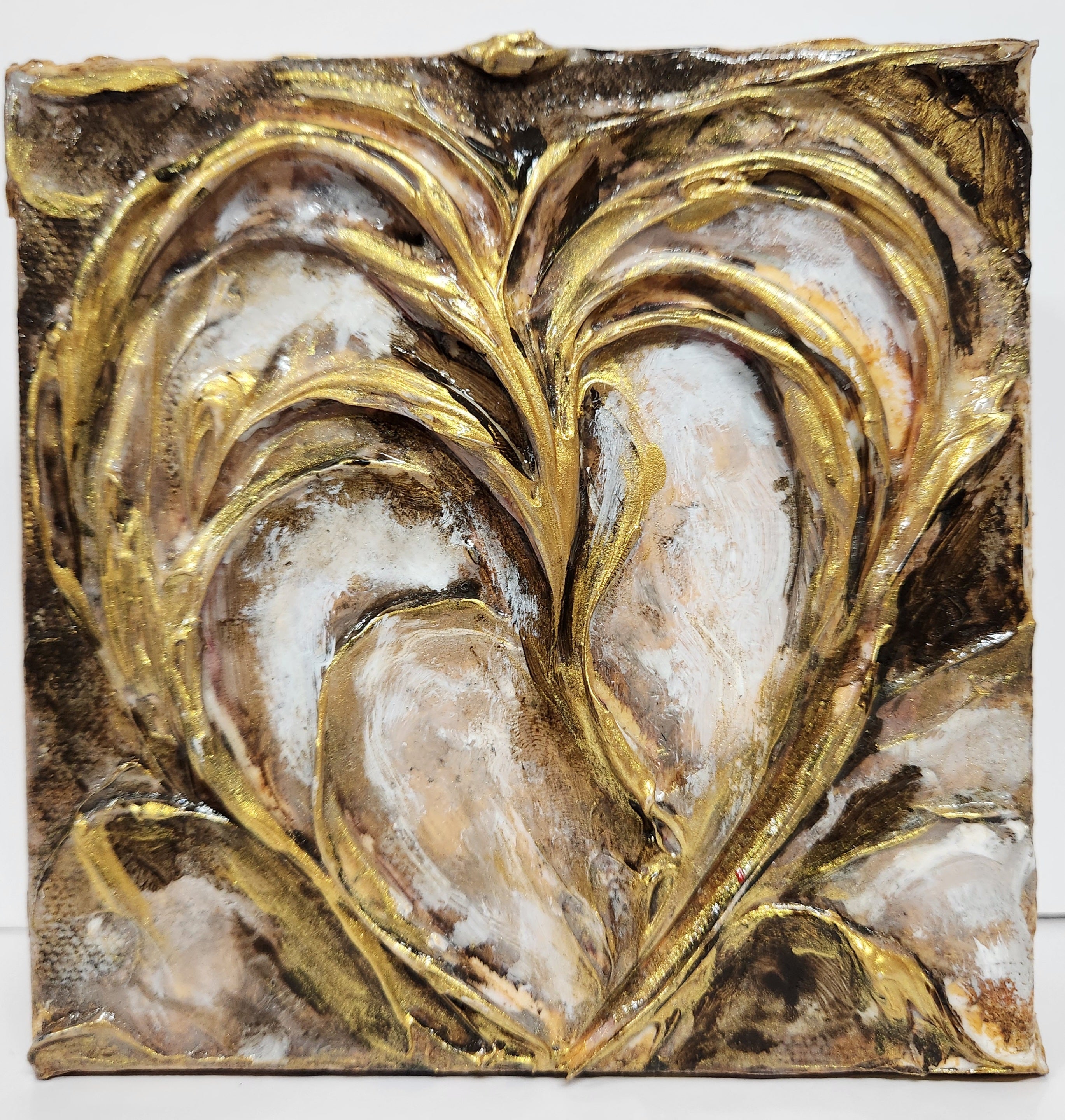 LOVE 5 x 5 original mixed media painting by Mary Louise Nechtman