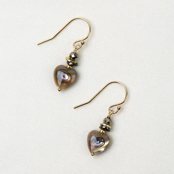 Abalone Shell Heart Earrings