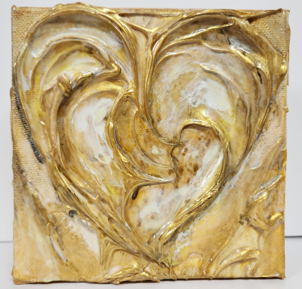 LOVE 5 x 5 original mixed media painting by Mary Louise Nechtman