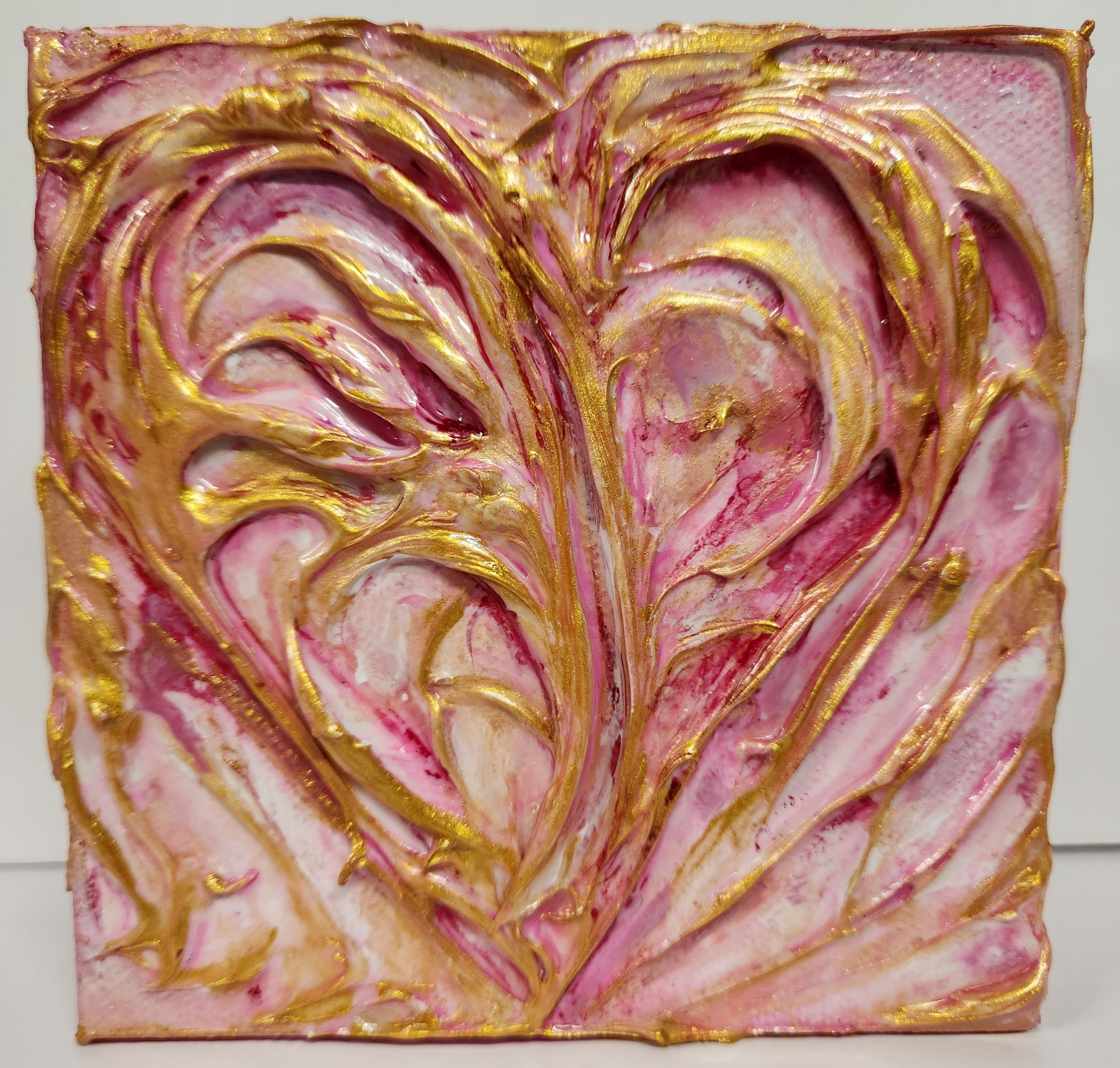 LOVE 5 x 5 original mixed media painting by Mary Louise Nechtman