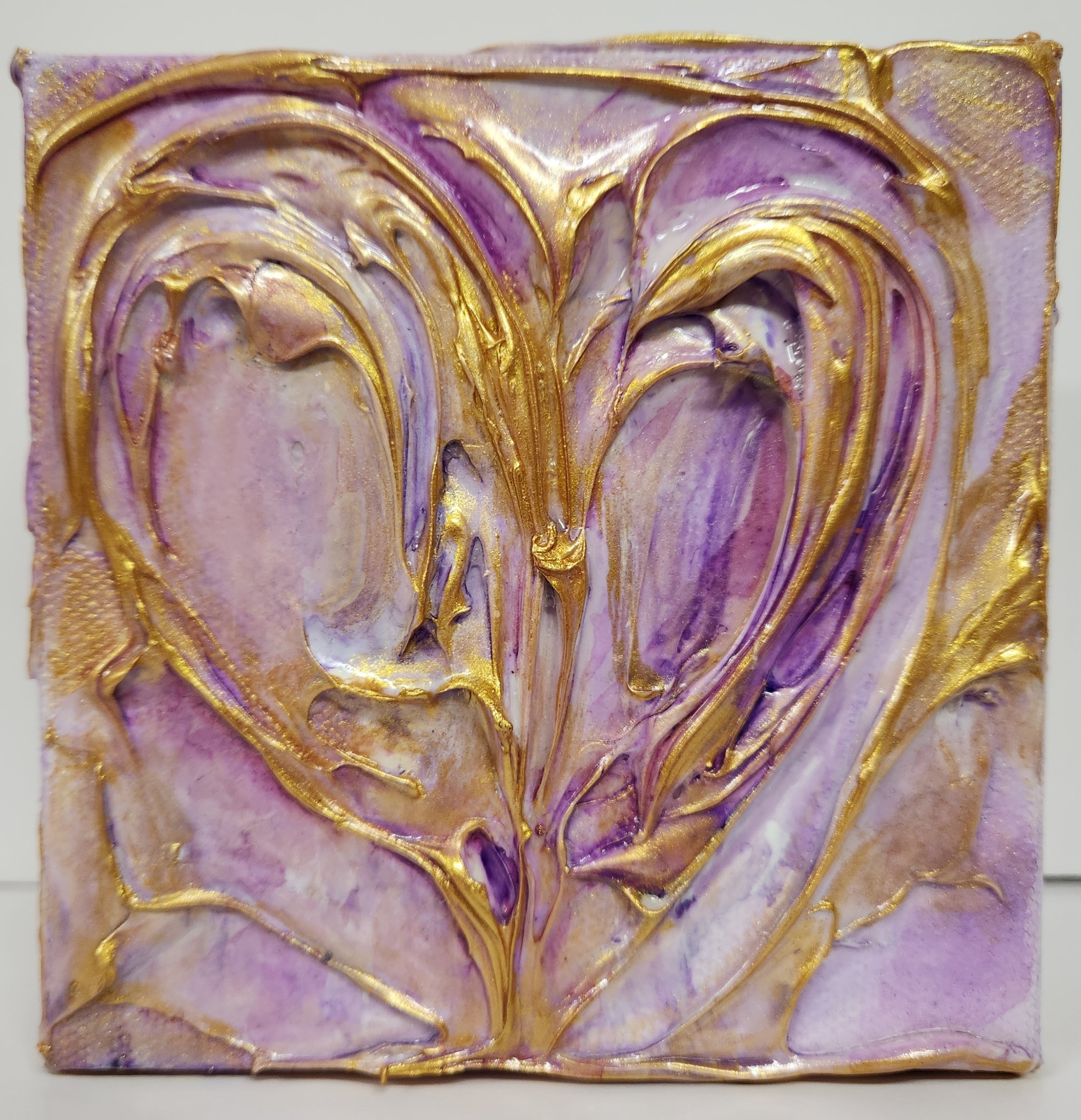 LOVE 5 x 5 original mixed media painting by Mary Louise Nechtman