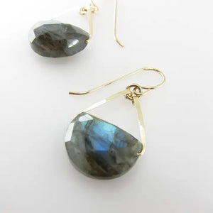 Labradorite Half Moon Earrings