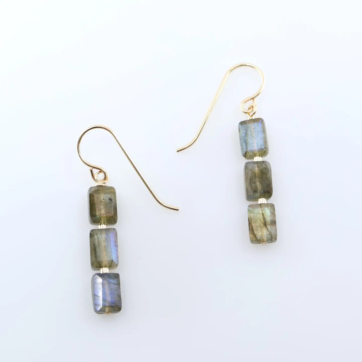 Labradorite Rectangle Stack Earrings