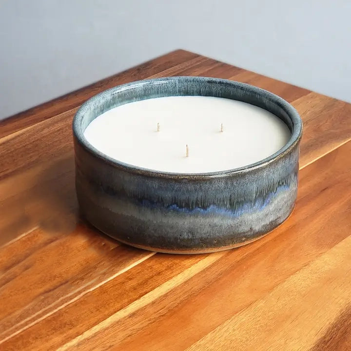 Pottery Triple Wick Candle