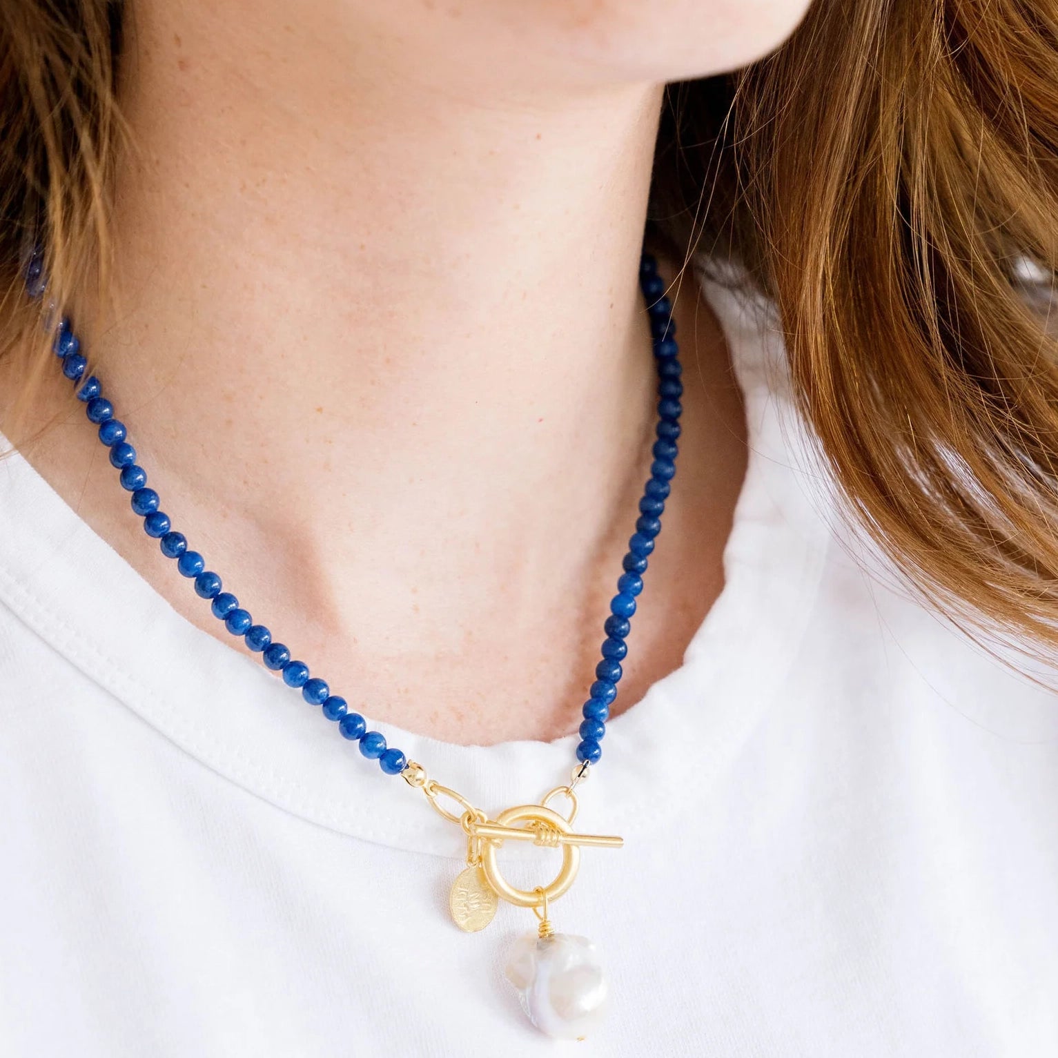 Lapis & Baroque Peal Necklace