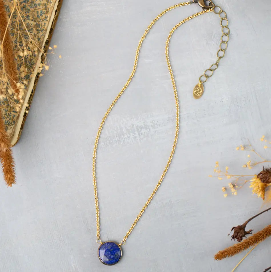 Lapis Bezel Simple Necklace