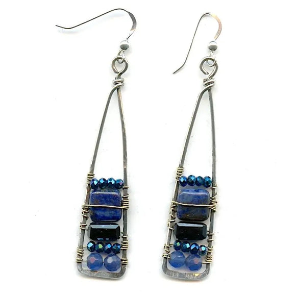Tall Lapis Stack Earrings