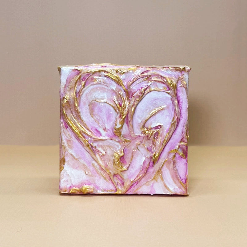 LOVE 4 x 4 mixed media painting by Mary Louise Nechtman