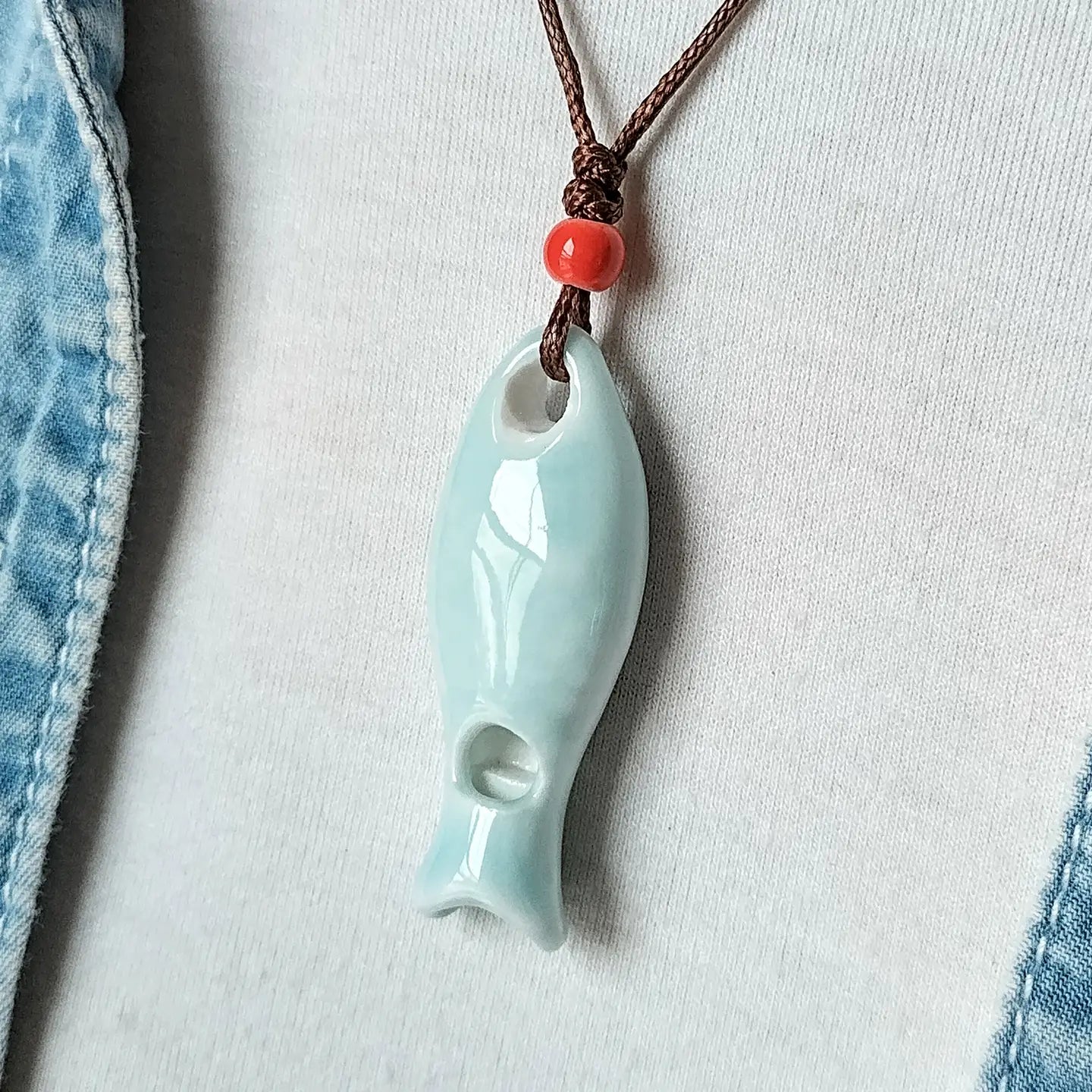 Ceramic Fish Whistle Necklace