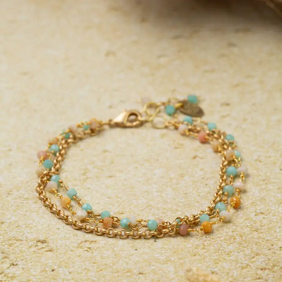 Pink Opal & Amazonite Multistrand Bracelet