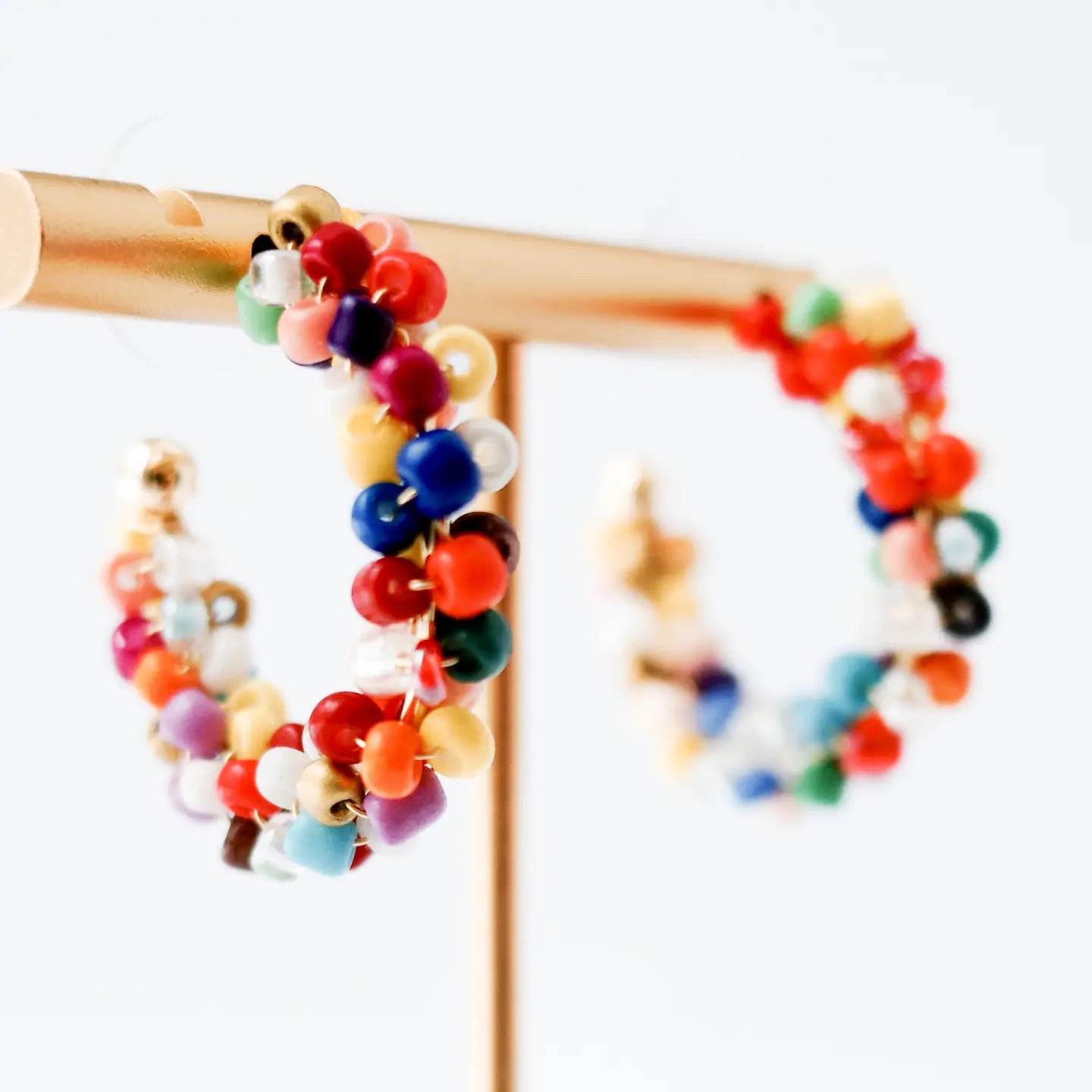 Multicolor Beaded Hoop Earrings