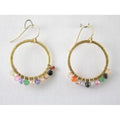 Multi Stone Gold Hoop Earrings