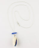 Olive Shell with Lapis & Kyanite Necklace
