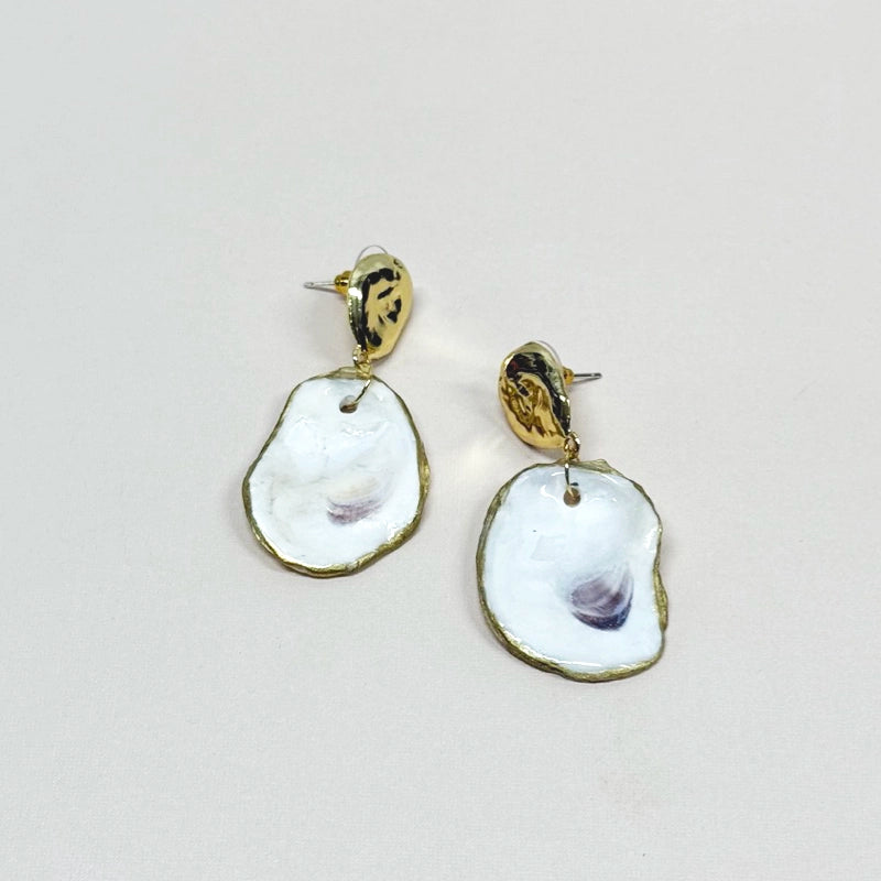 Oyster Shell Gold Post Earrings