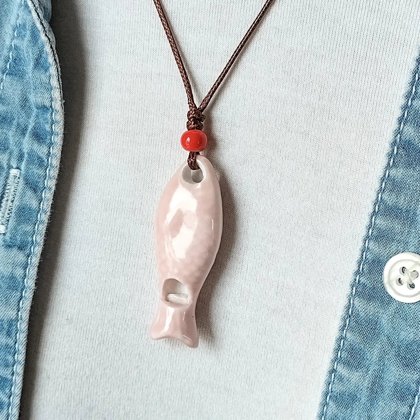 Ceramic Fish Whistle Necklace