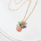 Pink Opal Cluster Necklace