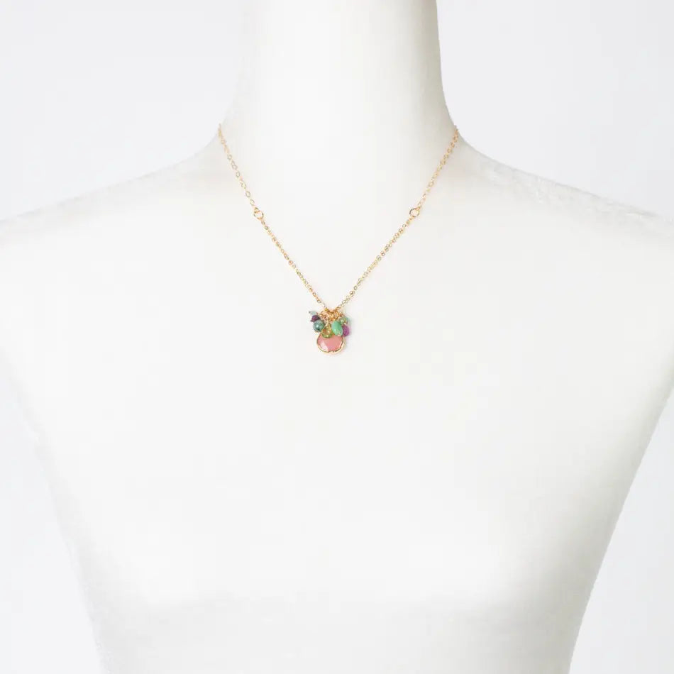 Pink Opal Cluster Necklace