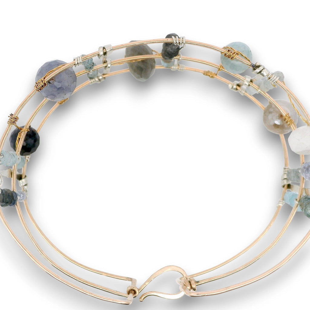 Aquamarine Plaid Cuff Bracelet