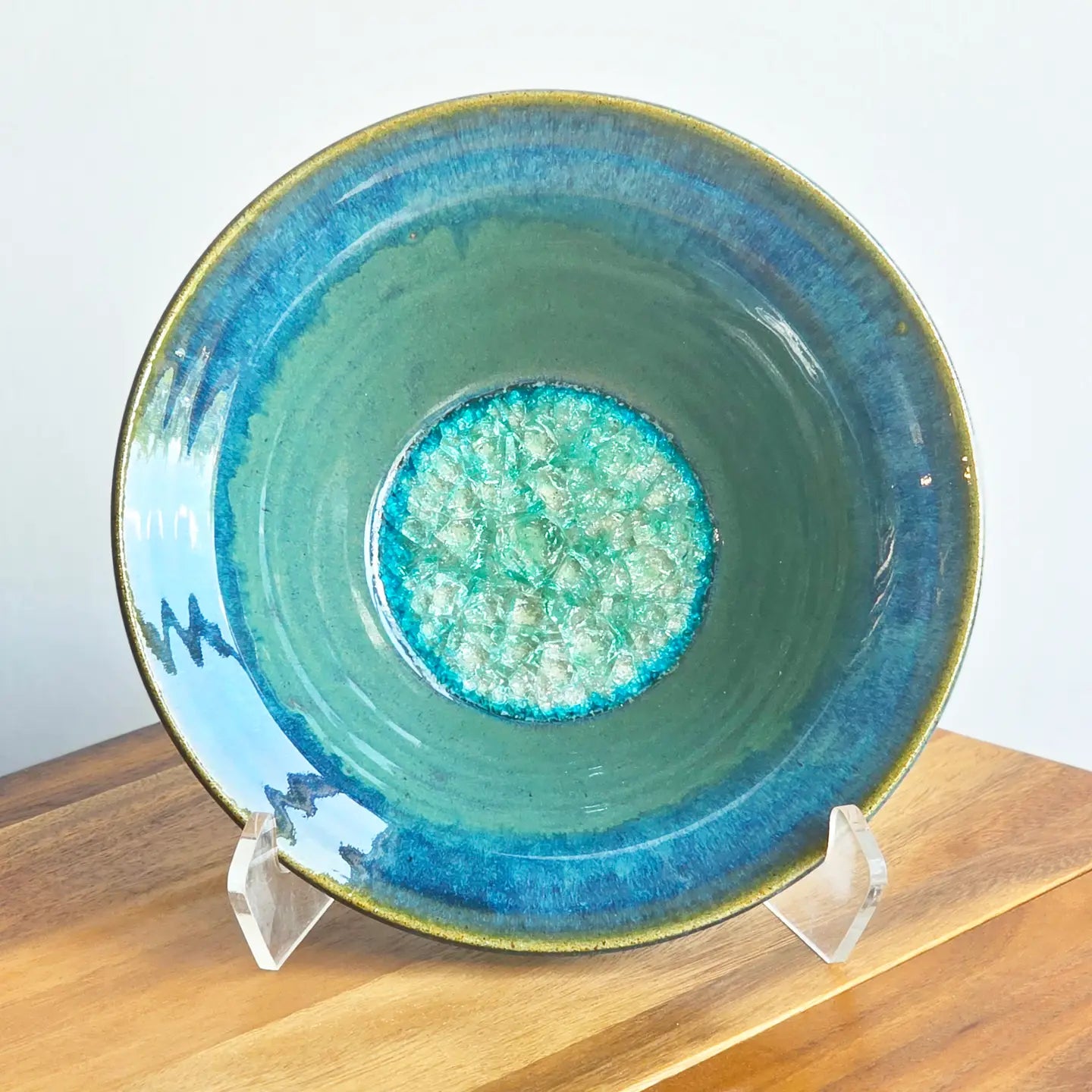Small Flared Bowl with Crackle Glass