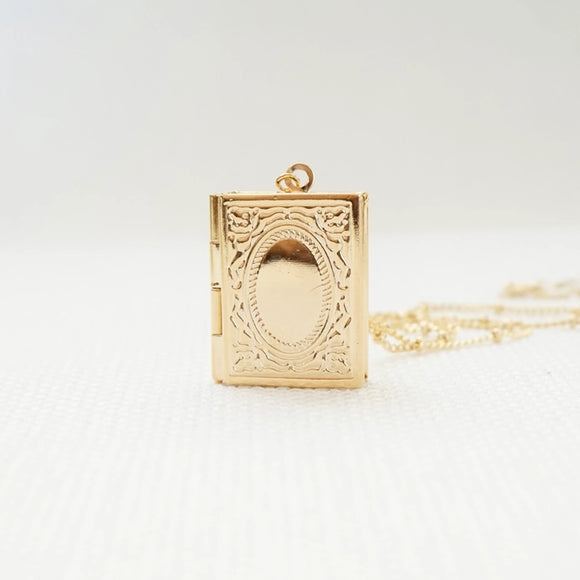Gold Rectangular Locket Necklace