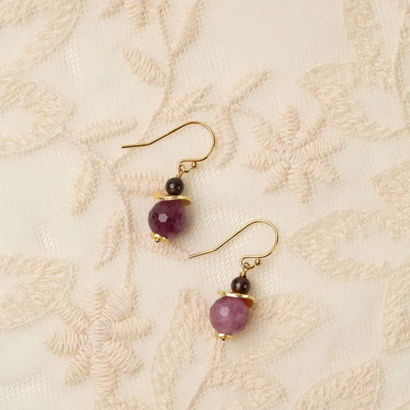 Ruby & Garnet Simple Earrings