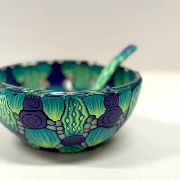 Polymer Clay Salsa Bowl with Matching Spoon