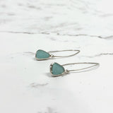 Bezel Set Sea Glass Long Earrings