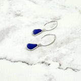 Bezel Set Sea Glass Long Earrings