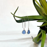 Bezel Set Sea Glass Long Earrings