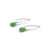 Bezel Set Sea Glass Long Earrings