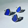 Cobalt Sea Glass Ring Hammered Band
