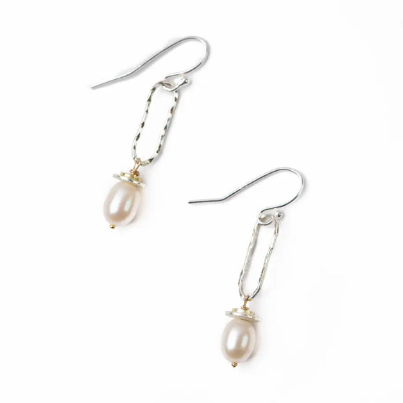 Silver and Pearl Dangle Earrings