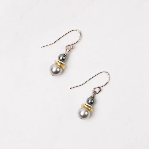 Silver with Grey Pearls Simple Earrings