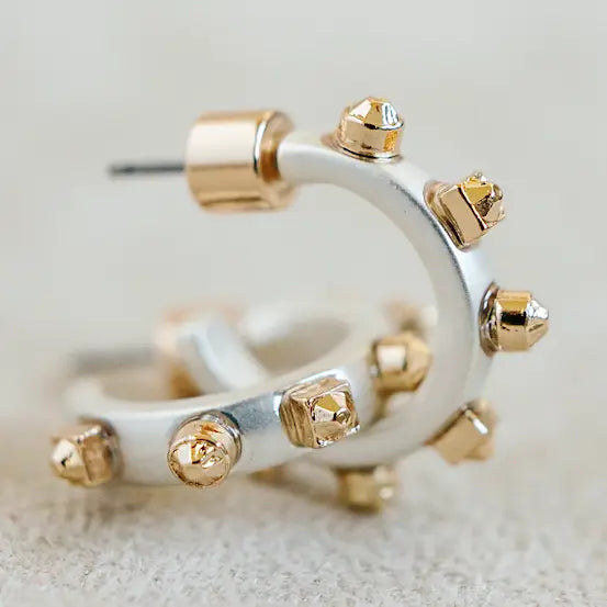 Mixed Metal Huggie Earrings