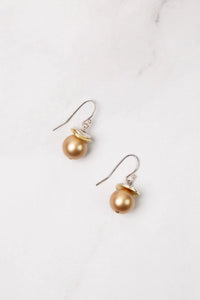 Silver With Gold Pearl Simple Earrings