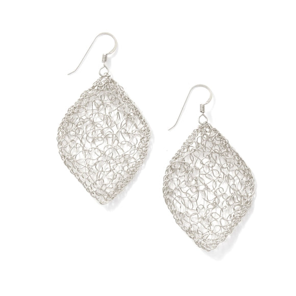 Silver Lace Leaf Earrings