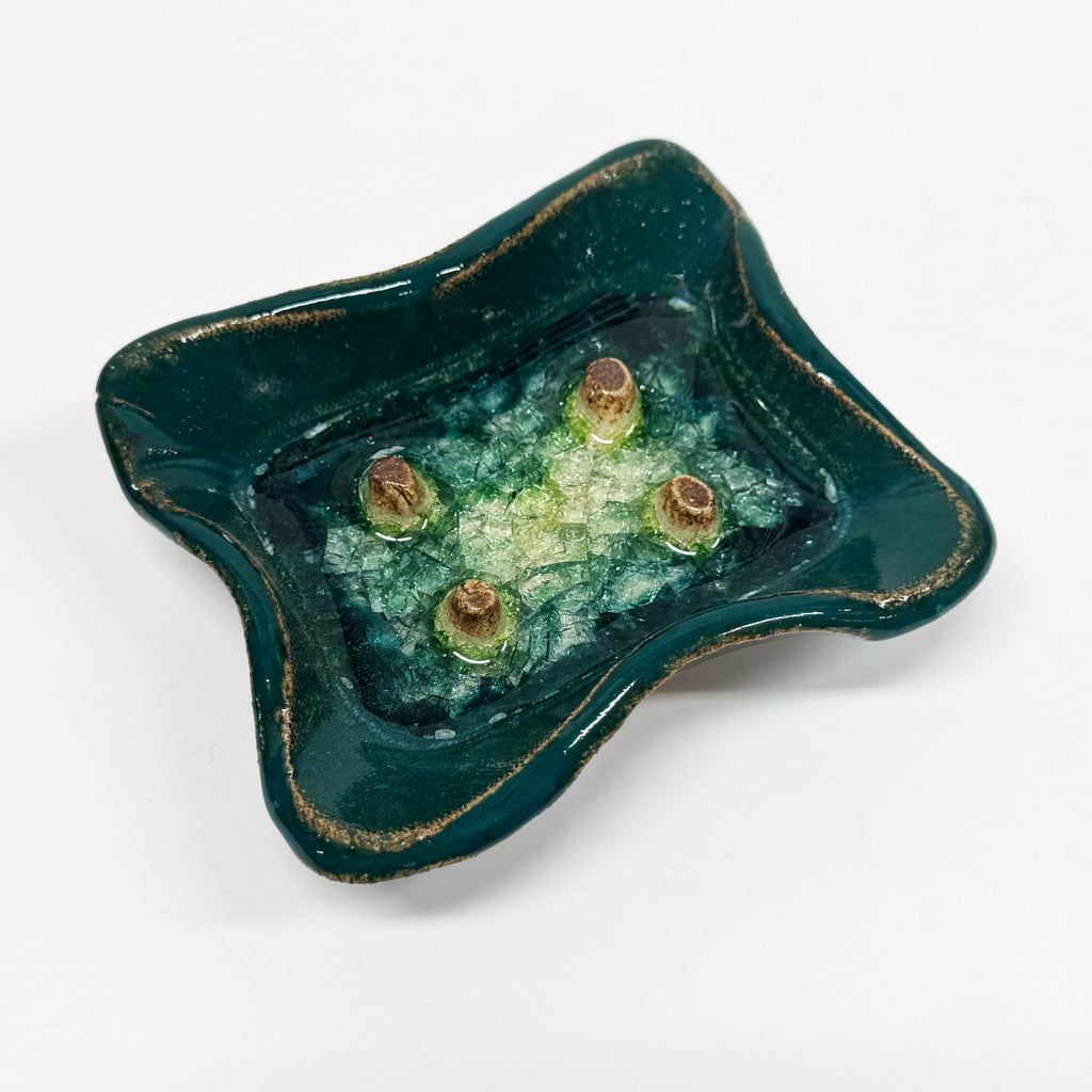 Soap Dish with Geode Crackle Glass