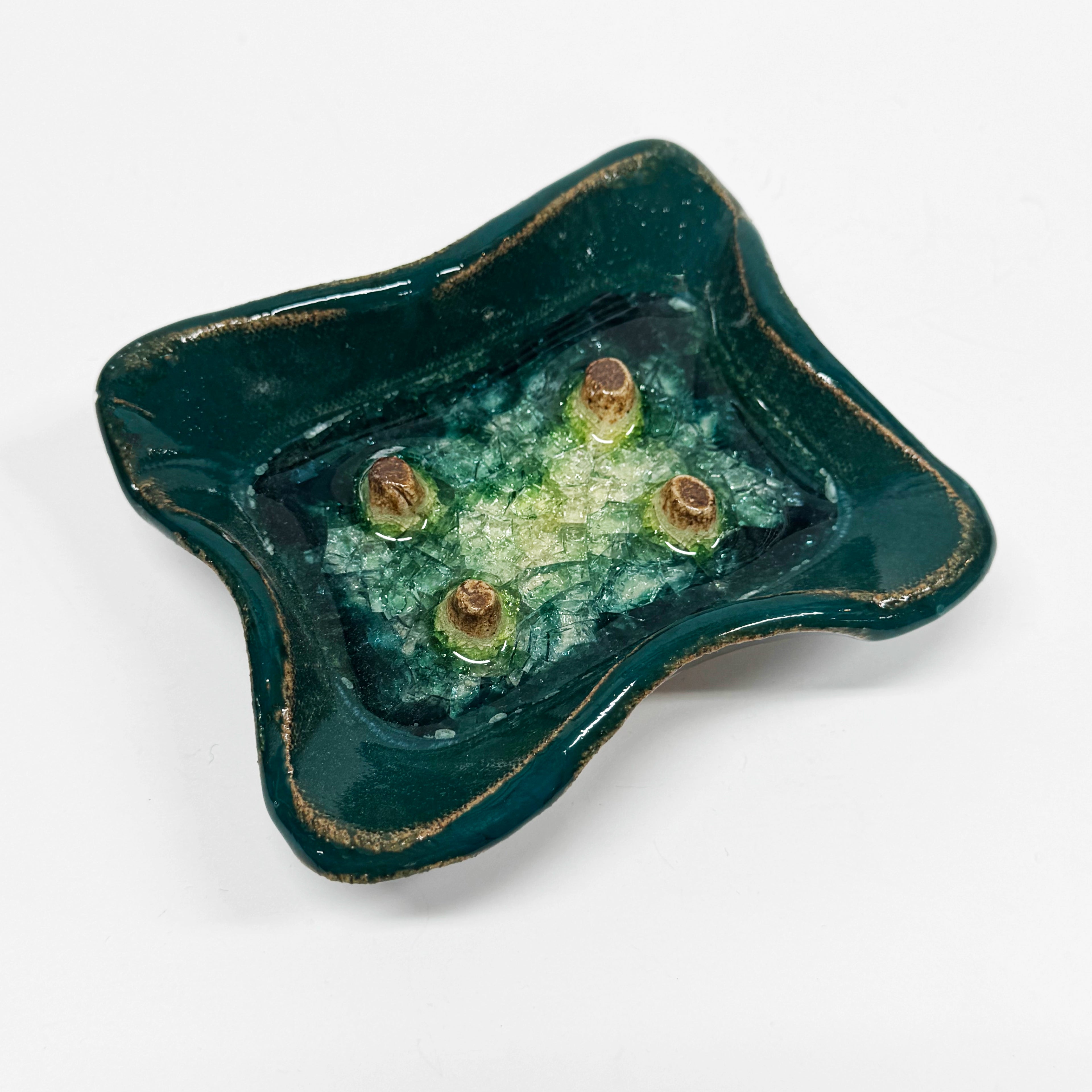 Soap Dish with Geode Crackle Glass