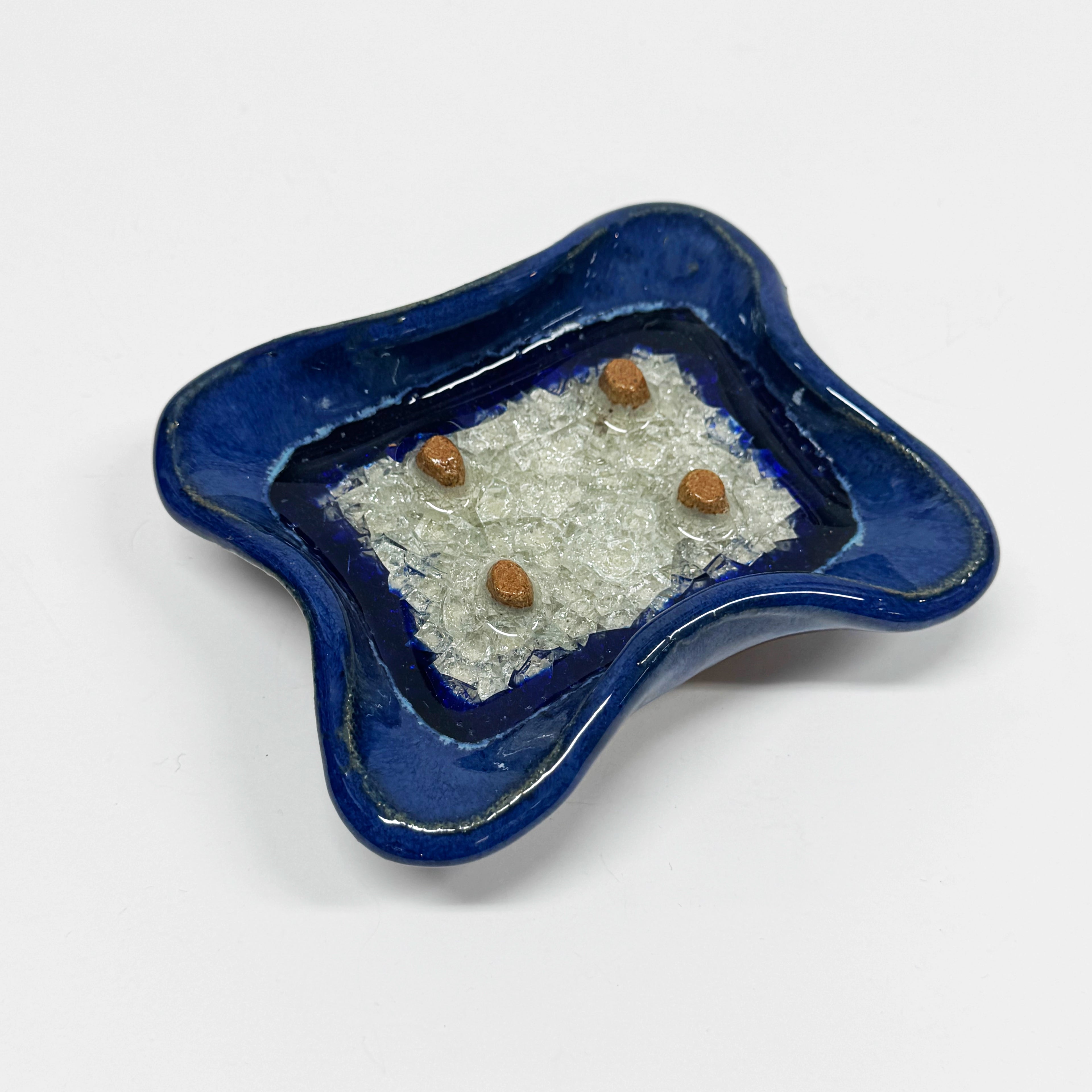 Soap Dish with Geode Crackle Glass