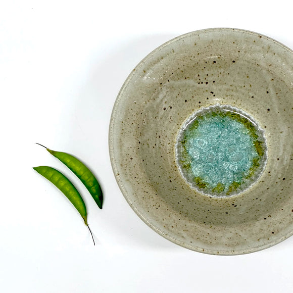 Medium Flared Bowl with Crackled Glass