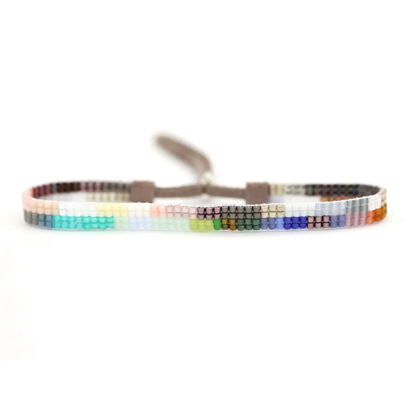 Skinny Adjustable Beaded Bracelet - Stripe