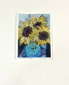 SUNFLOWERS FOR MAMA original mixed media painting by Helen Newton