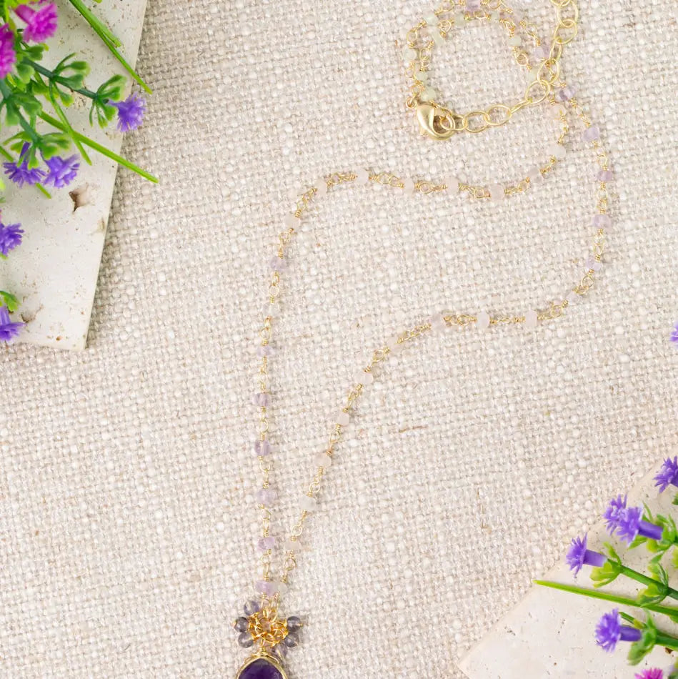 Tanzanite with Amethyst Cluster Necklace