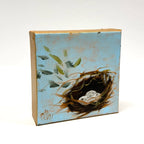 TRINITY NEST BLUE SERIES WHITE EGGS original oil painting by Carey Lee Hudson