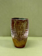 Green and Copper Wavy Edged Vase