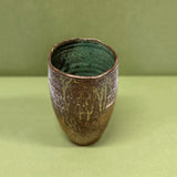 Green and Copper Wavy Edged Vase