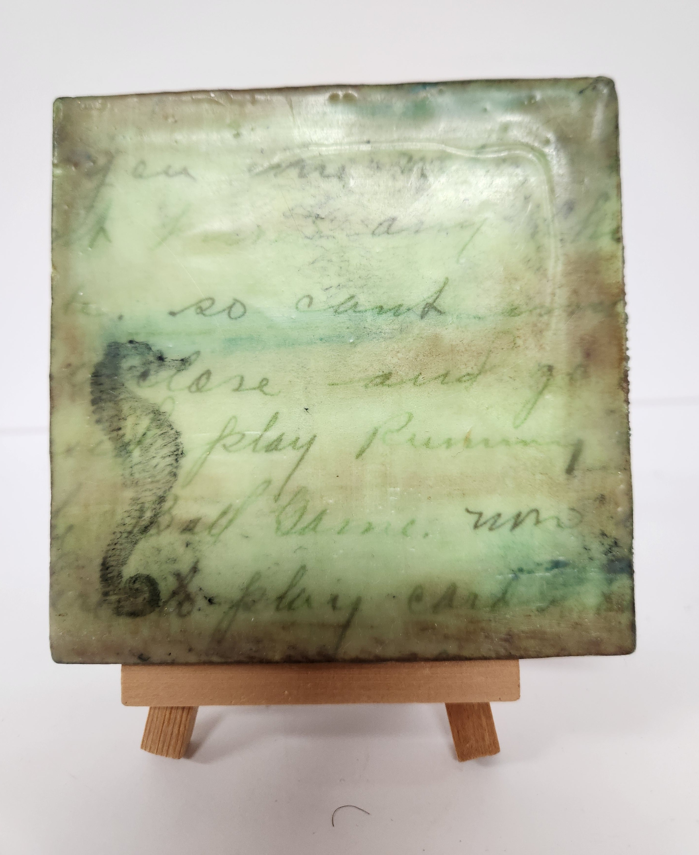 SEAHORSE mini encaustic painting by Wendy Vogel