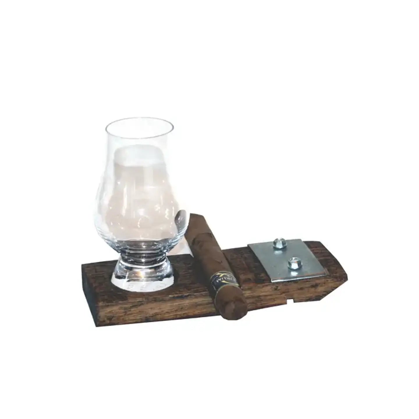 Whiskey Coaster with Cigar Holder and Glass