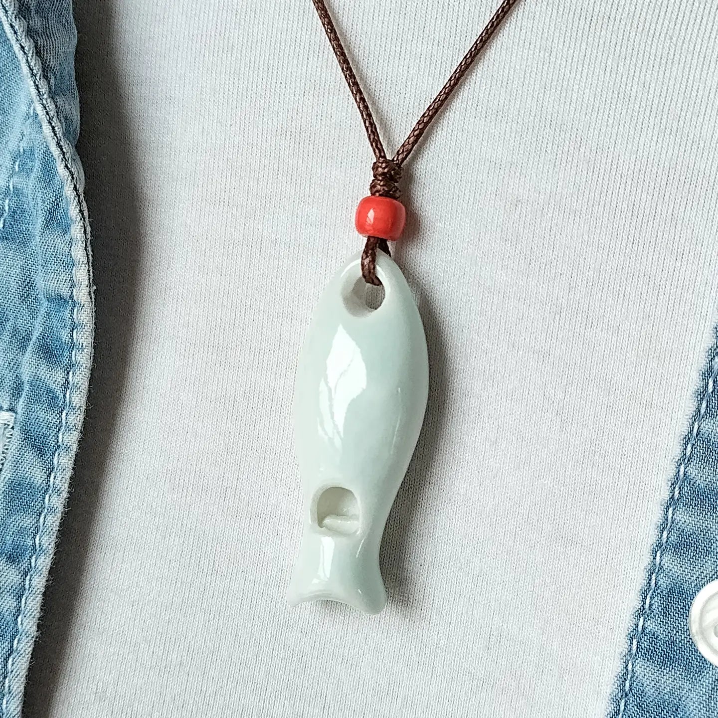Ceramic Fish Whistle Necklace